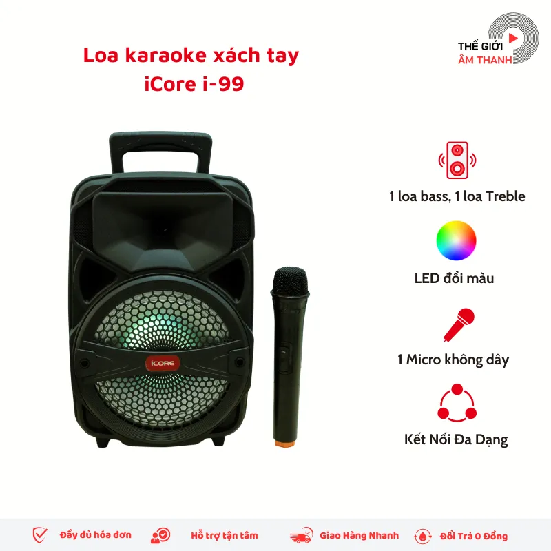 Ảnh Loa Bluetooth Karaoke Xách Tay iCore i-99 - CHÍNH HÃNG STORE 2