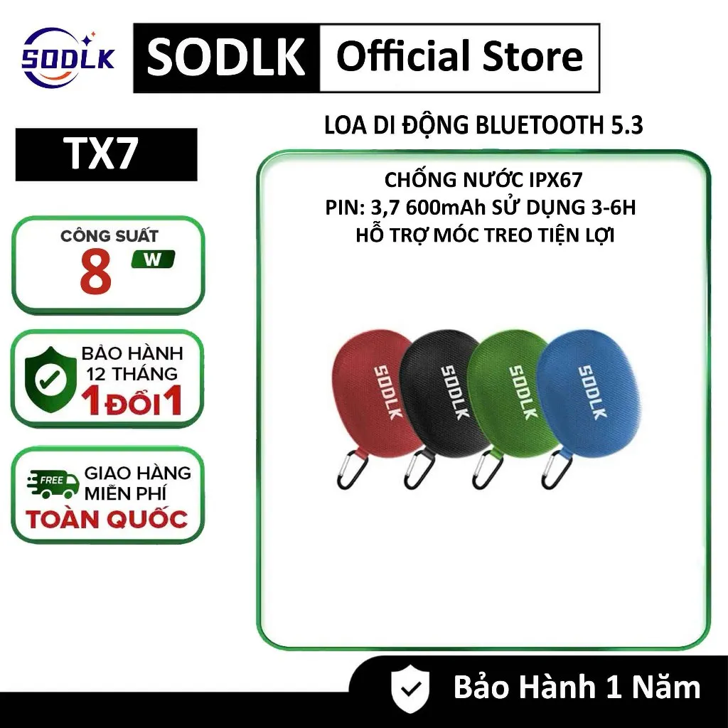 Đánh giá Loa Bluetooth SODLK TX7 IPX7: Nhỏ gọn, Bền bỉ, Giá chỉ 275K