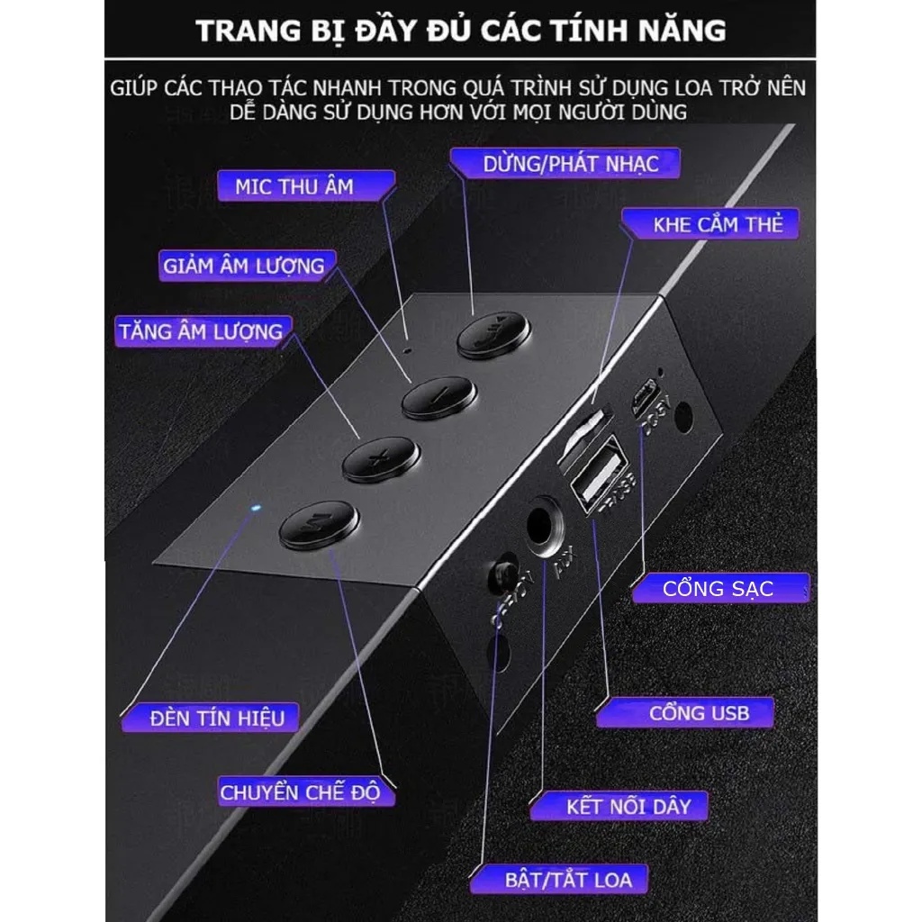 Ảnh Loa bluetooth không dây siêu bass Gutek A36 đa năng nghe nhạc âm thanh sống động sử dụng USB thẻ nhớ 4