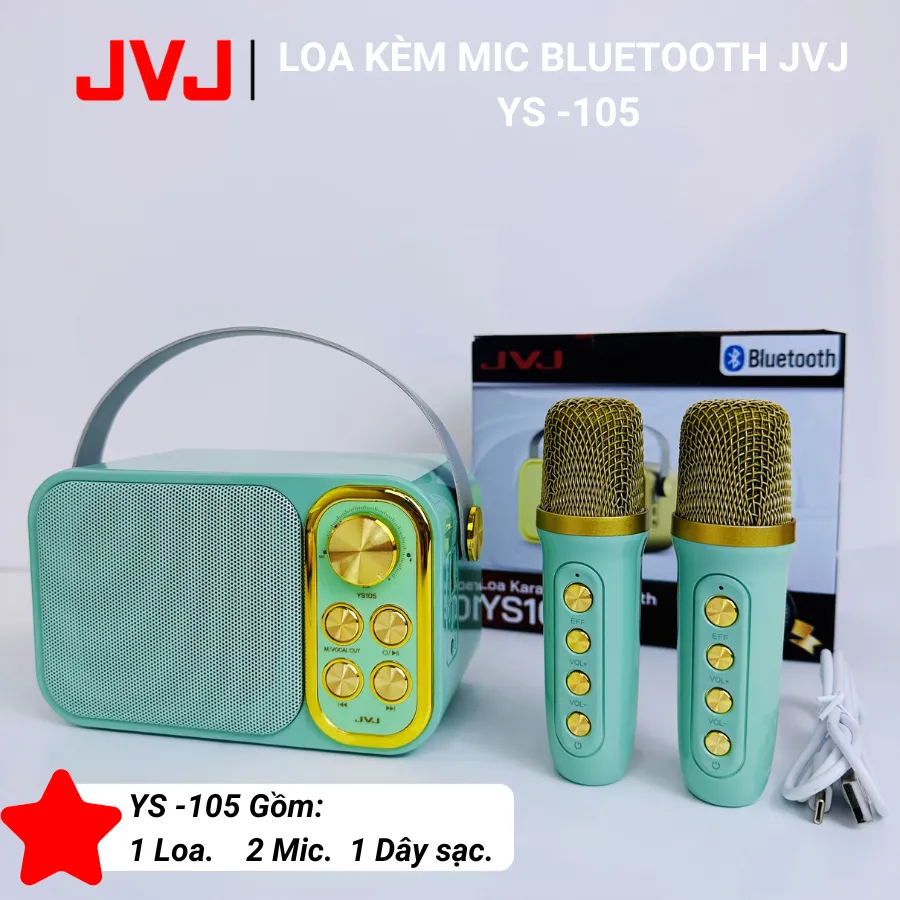 Ảnh Loa bluetooth mini karaoke kèm mic JVJ YS-103 1 mic / Loa Ys-105 2 mic công suất 10W - Bảo hành chính hãng 06 Tháng 4