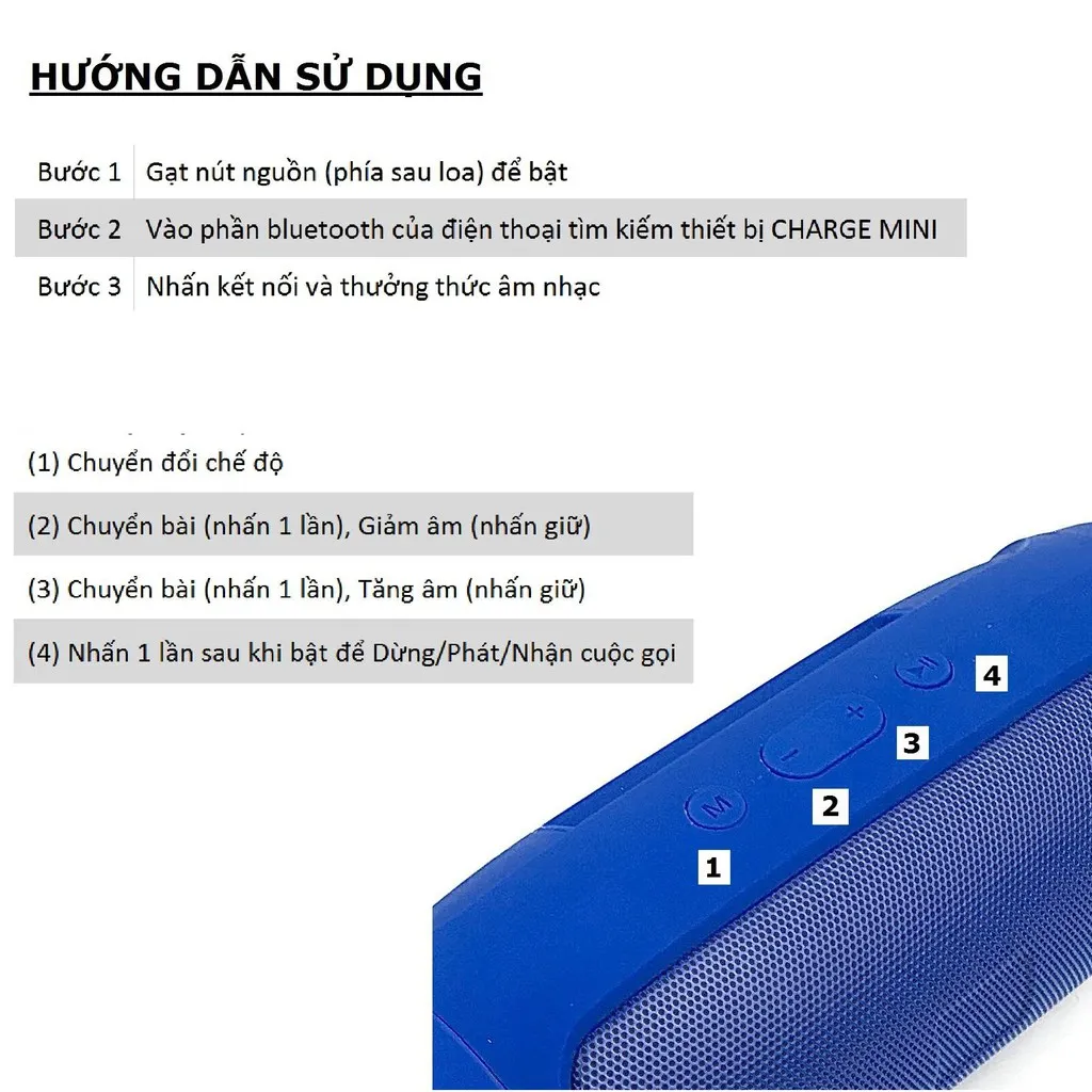 Ảnh Loa bluetooth nghe nhạc Gutek charge 3 mini không dây cầm tay nhỏ gọn cắm usb thẻ nhớ 3
