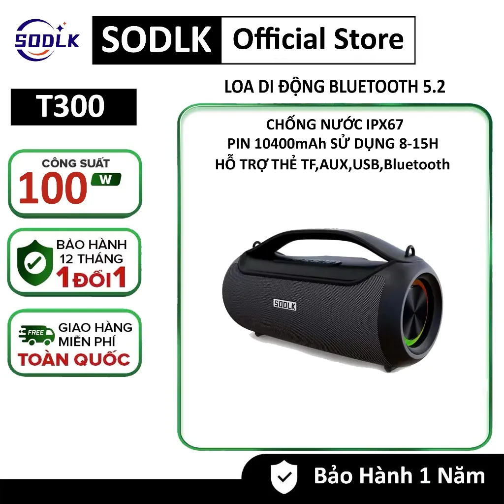 Ảnh Loa Bluetooth SODLK T300 Công Suất 100W,  Hỗ trợ TWS Kết nối NFC, Chất lượng âm thanh HIFI 1