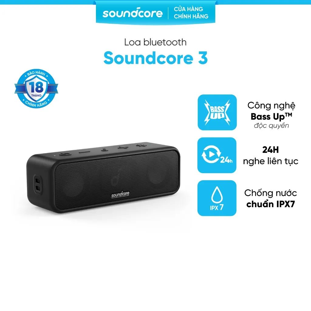 Ảnh Loa bluetooth soundcore 3 | Chống nước IPX7 | 24h phát nhạc liên tục 1