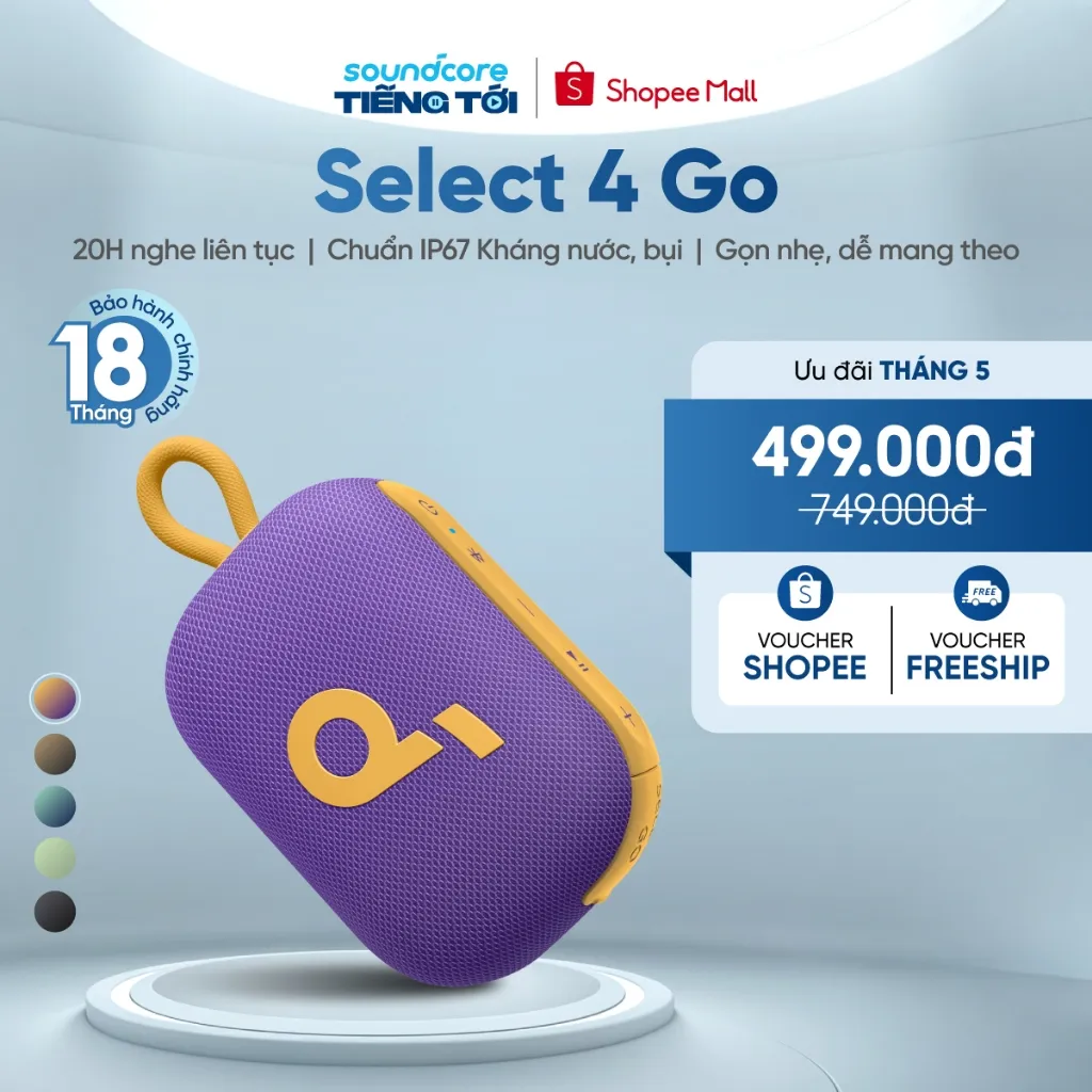 Ảnh Loa bluetooth soundcore Select 4 Go | Pin 20 giờ | Kháng bụi, nước IP67 1