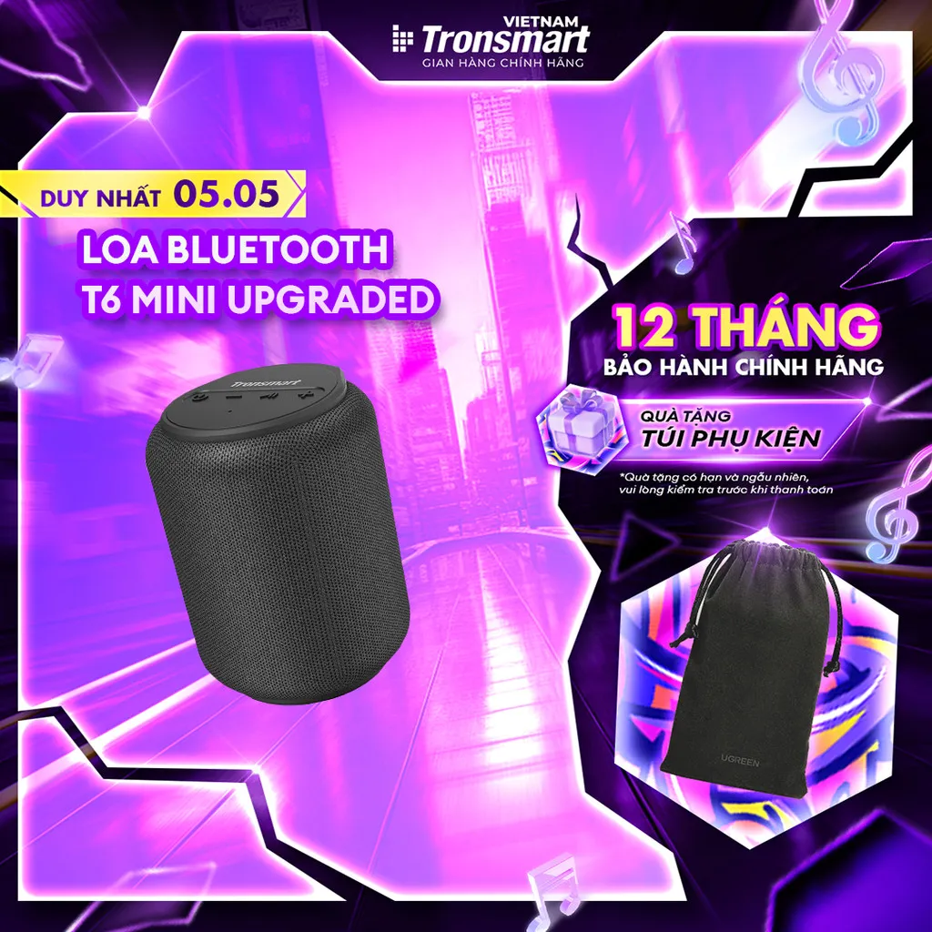 Đánh giá Loa Bluetooth Tronsmart T6 Mini Upgraded V5.3: Âm thanh 360°, IPX6, Giá Tốt