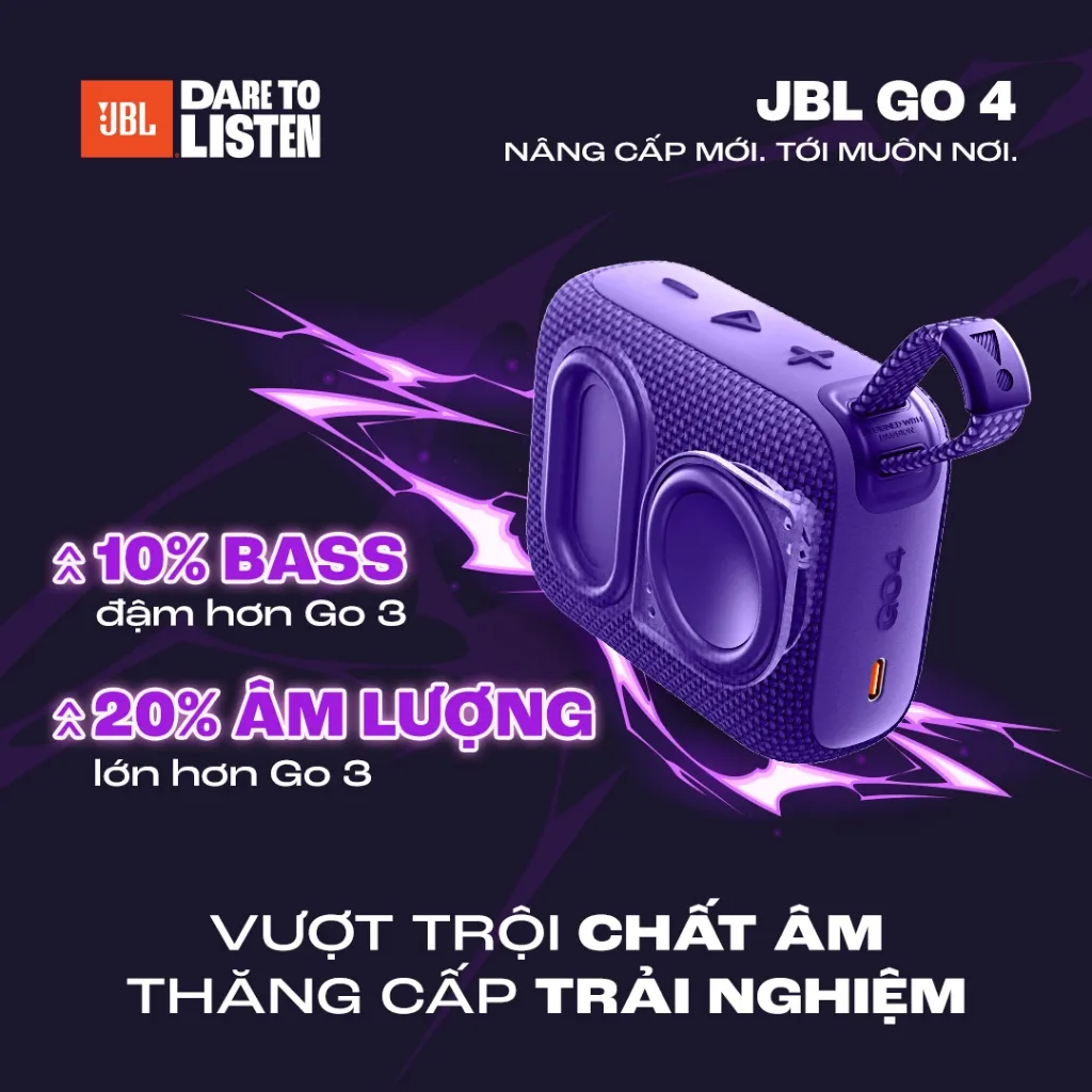 Ảnh Loa Di Động Bluetooth JBL Go 4 Chơi Nhạc tới 7 Giờ Bluetooth 5.3 Chống Nước IP67 Kết Nối Đa Loa AuraCast 3