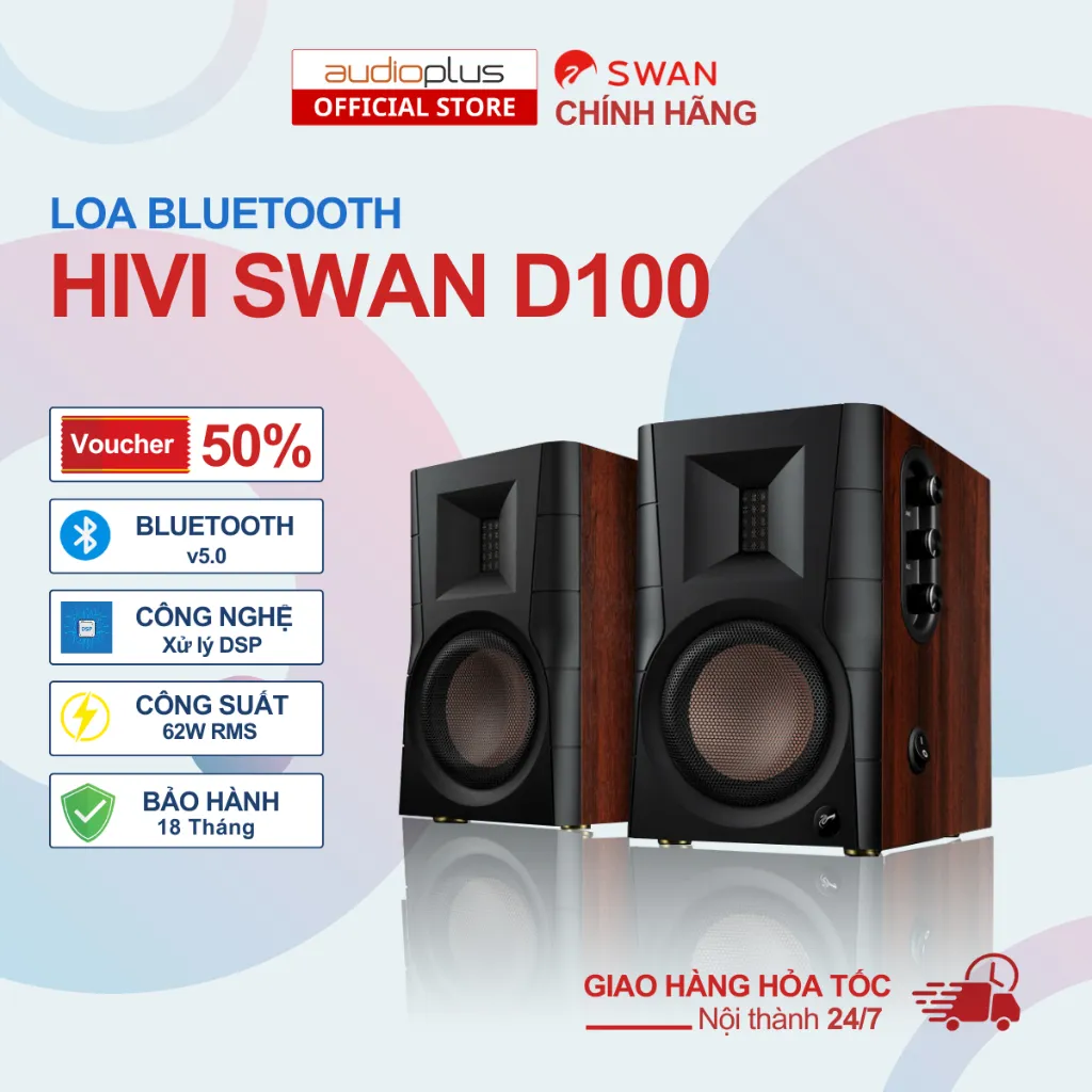 Ảnh Loa HIVI SWAN D100 - Bluetooth 5.0 Optical Coaxial - Công suất 62W - Chính hãng - BH18T 1