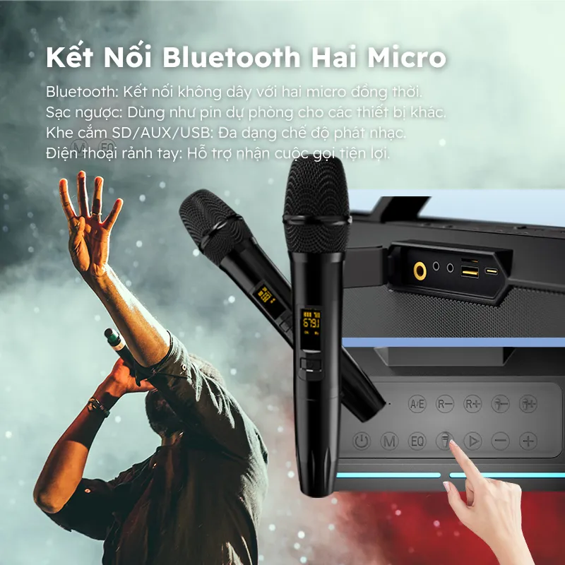 Ảnh Loa Karaoke Bluetooth 5.0 không dây SODLK S520 công suất cao 150W với giao diện âm thanh 6,5MM hỗ trợ thiết bị âm nhạc 4