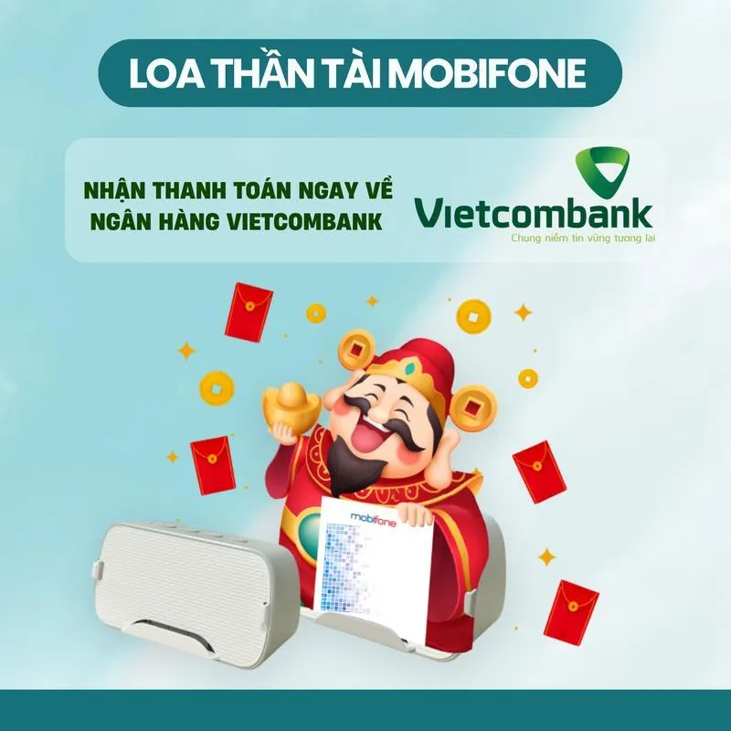Ảnh Loa ngân hàng VIETCOMBANK - Loa thông báo chuyển khoản - Loa thần tài MobiFone - Hàng chính hãng 1