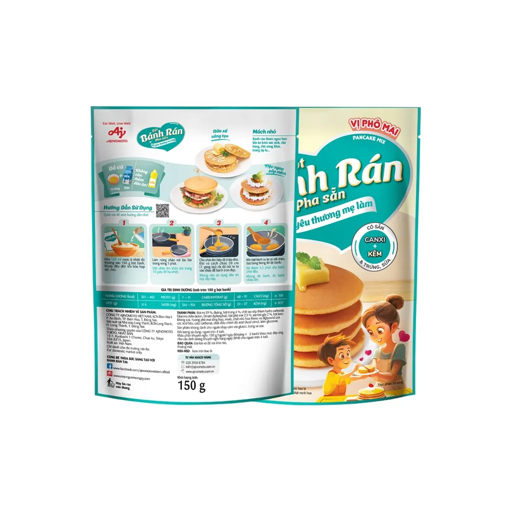Ảnh Lốc 2 gói Bột Bánh Rán Pha Sẳn Vị Phô Mai Ajinomoto (150g/Gói) 1