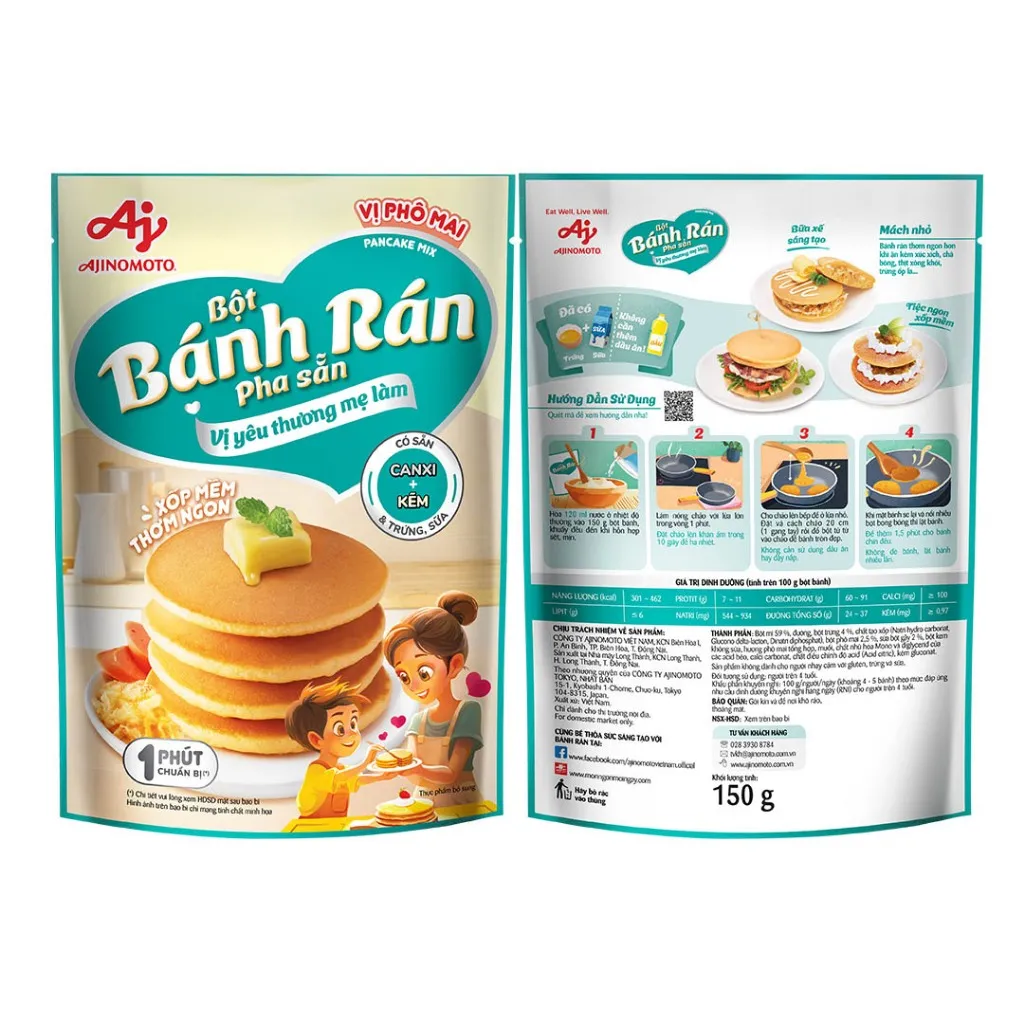 Ảnh Lốc 2 gói Bột Bánh Rán Pha Sẳn Vị Phô Mai Ajinomoto (150g/Gói) 2