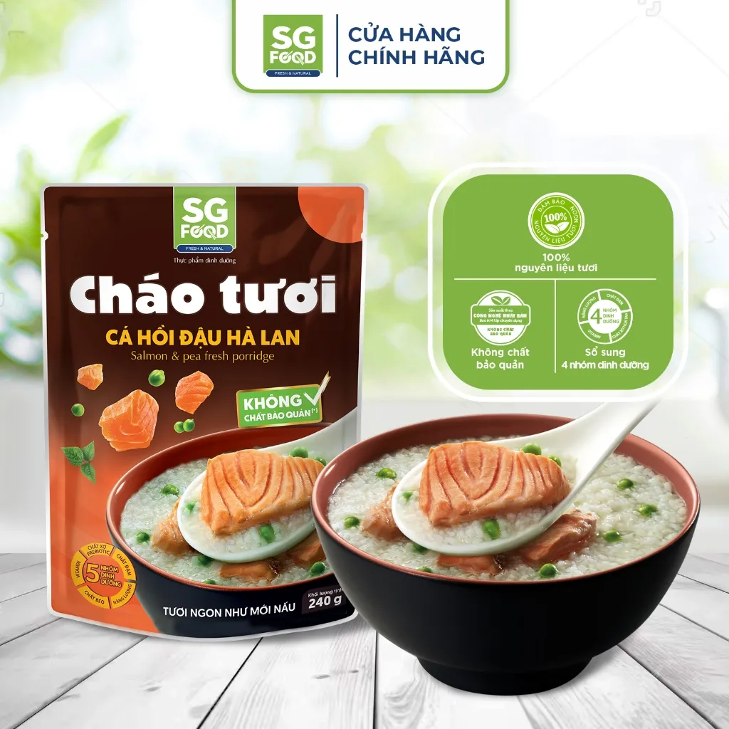 Ảnh Lốc 3 gói Cháo Tươi Sài Gòn Food 240g ( Tổ Yến Thịt Thăn, Sườn Non, Cá Hồi ) 2