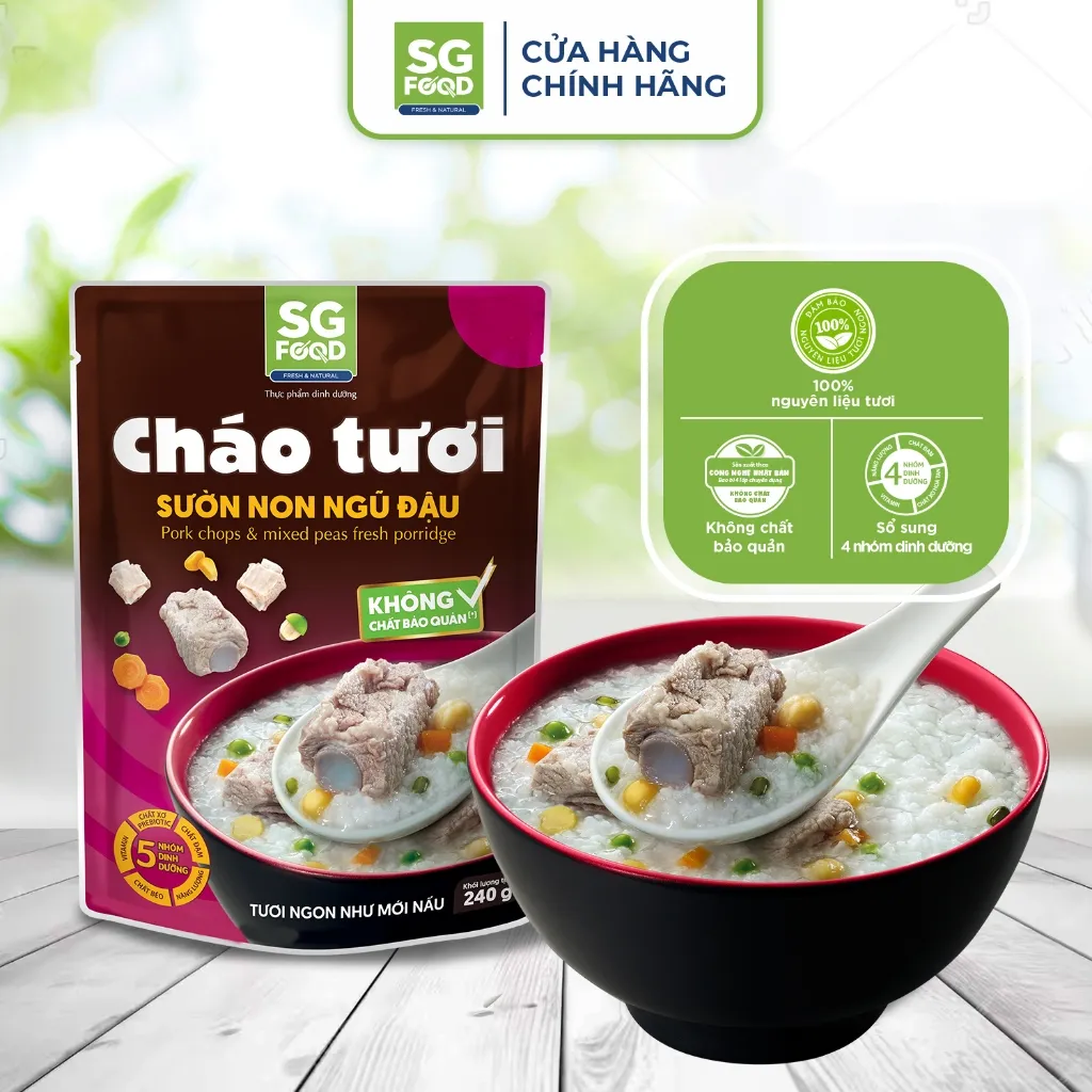 Ảnh Lốc 3 gói Cháo Tươi Sài Gòn Food 240g ( Tổ Yến Thịt Thăn, Sườn Non, Cá Hồi ) 3