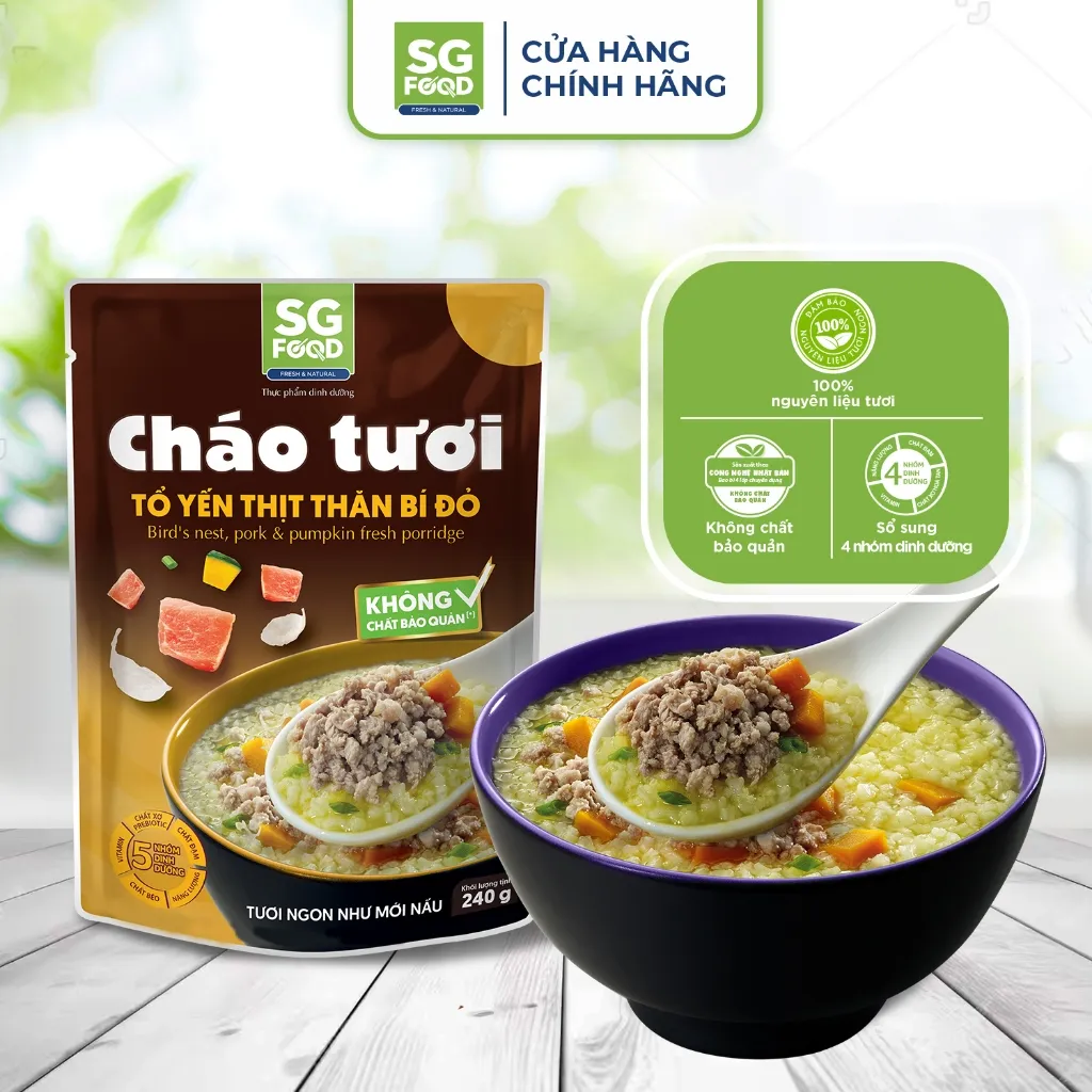 Ảnh Lốc 3 gói Cháo Tươi Sài Gòn Food 240g ( Tổ Yến Thịt Thăn, Sườn Non, Cá Hồi ) 4