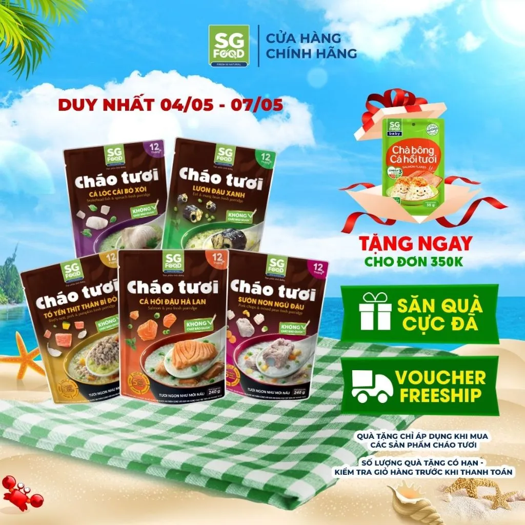 Ảnh Lốc 5 Cháo Tươi SG Food 240G mix vị (Tổ Yến Thịt Thăn, Sườn Non, Lươn, Cá Lóc, Cá Hồi) 1