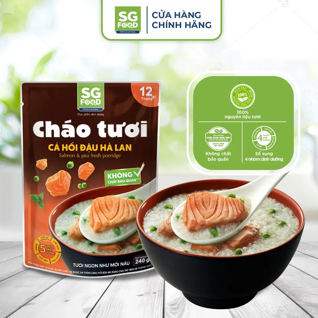 Ảnh Lốc 5 Cháo Tươi SG Food 240G mix vị (Tổ Yến Thịt Thăn, Sườn Non, Lươn, Cá Lóc, Cá Hồi) 3