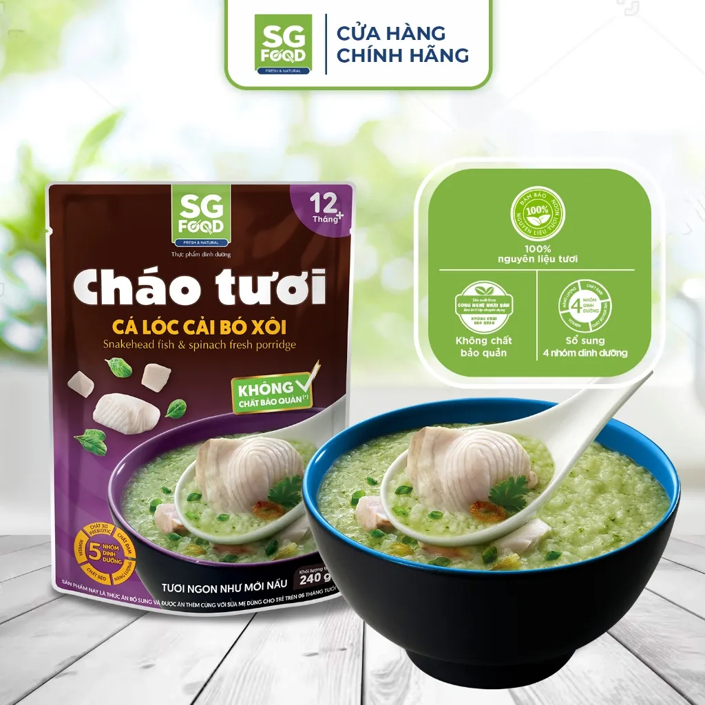 Ảnh Lốc 5 Cháo Tươi SG Food 240G mix vị (Tổ Yến Thịt Thăn, Sườn Non, Lươn, Cá Lóc, Cá Hồi) 4