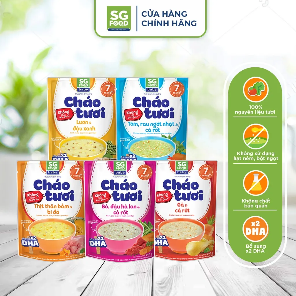 Ảnh Lốc 52 - Combo 5 Cháo Tươi Baby Sài Gòn Food 240g (Gà, Thịt Bằm, Bò, Tôm, Lươn) 1