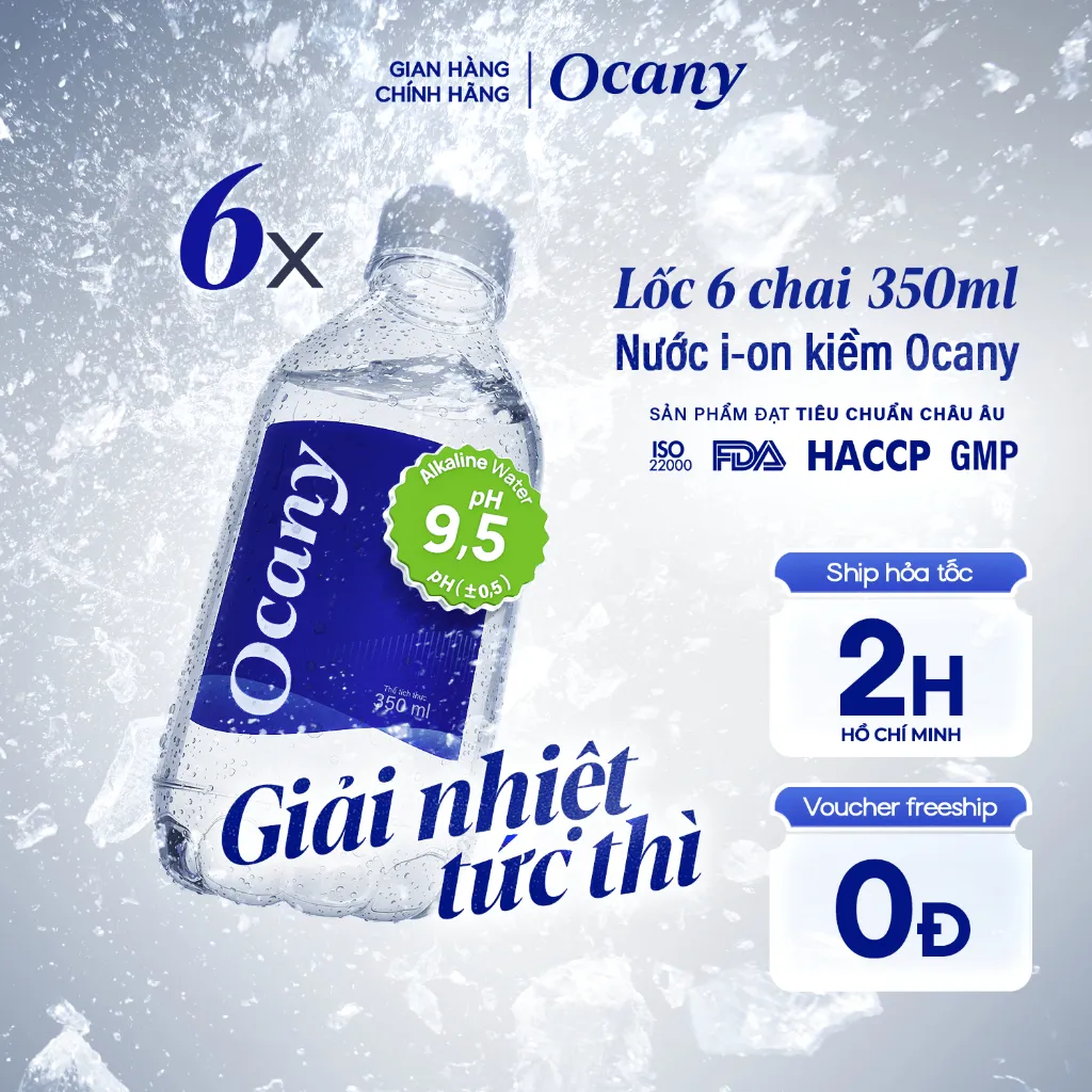 Ảnh Lốc 6 chai nước ion kiềm Ocany chai 350ml 1