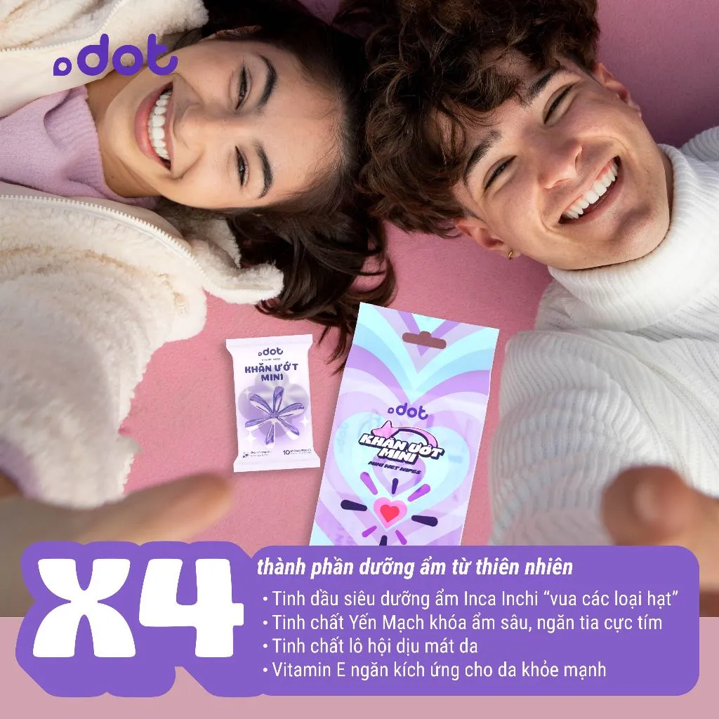Ảnh Lốc 6 gói khăn ướt mini Dot 10 tờ không mùi, khăn giấy ướt nhỏ gọn tiện lợi 2
