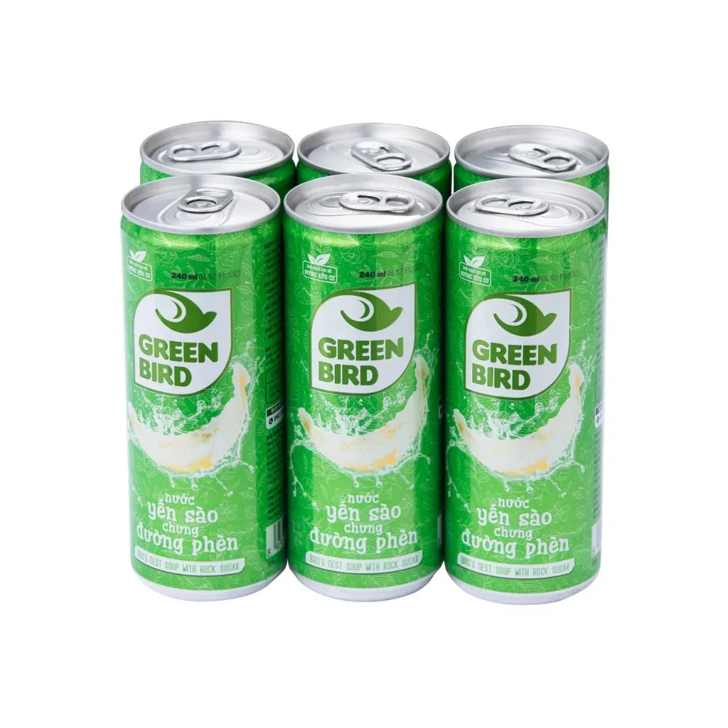 Ảnh Lốc 6 lon Green Bird - Nước Yến Sào Chưng Đường Phèn - Lốc 6 lon * 240ml 1