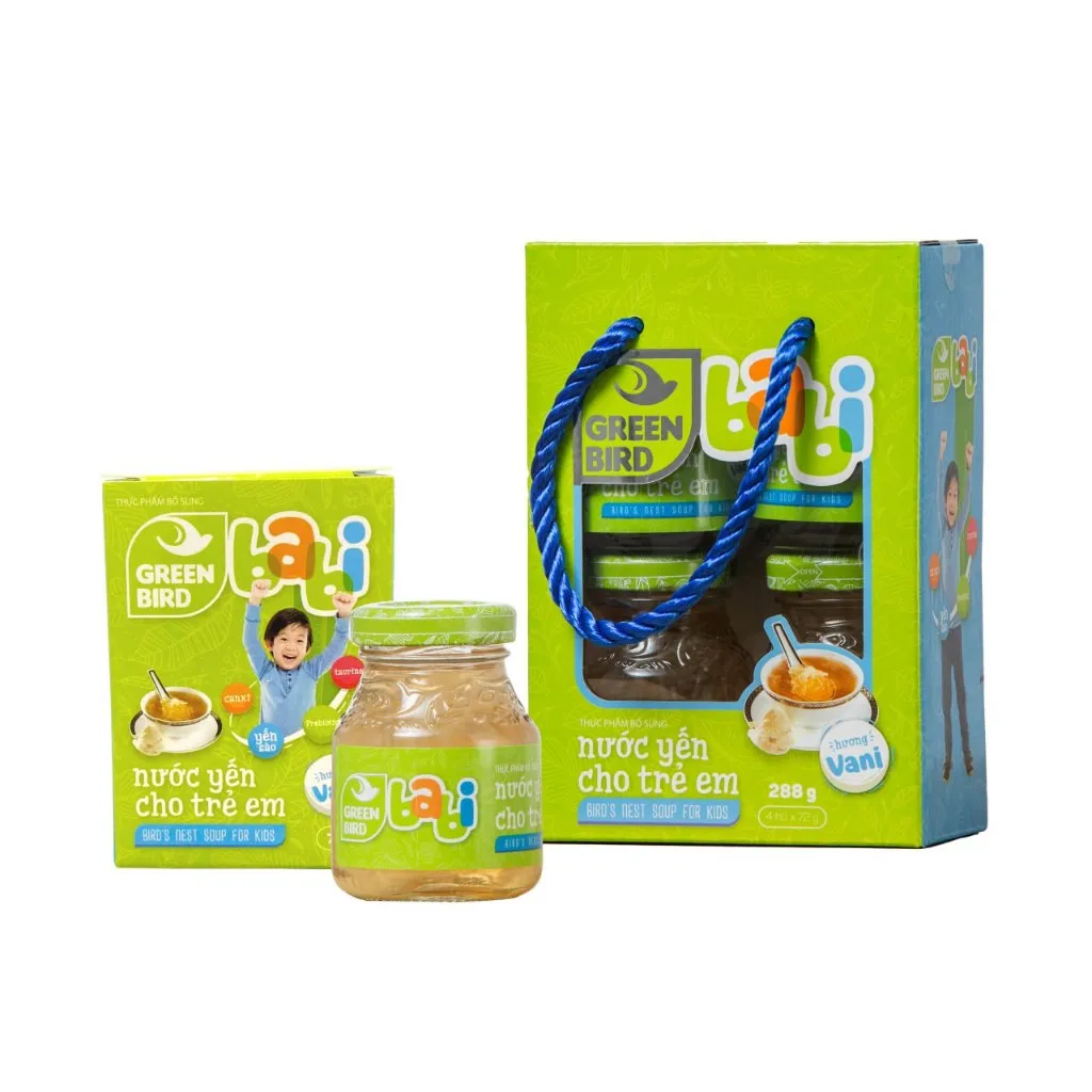 Ảnh Lốc nước yến cho trẻ em Green Bird babi - GREEN BIRD - hương vani - (4 hũx72g) 1