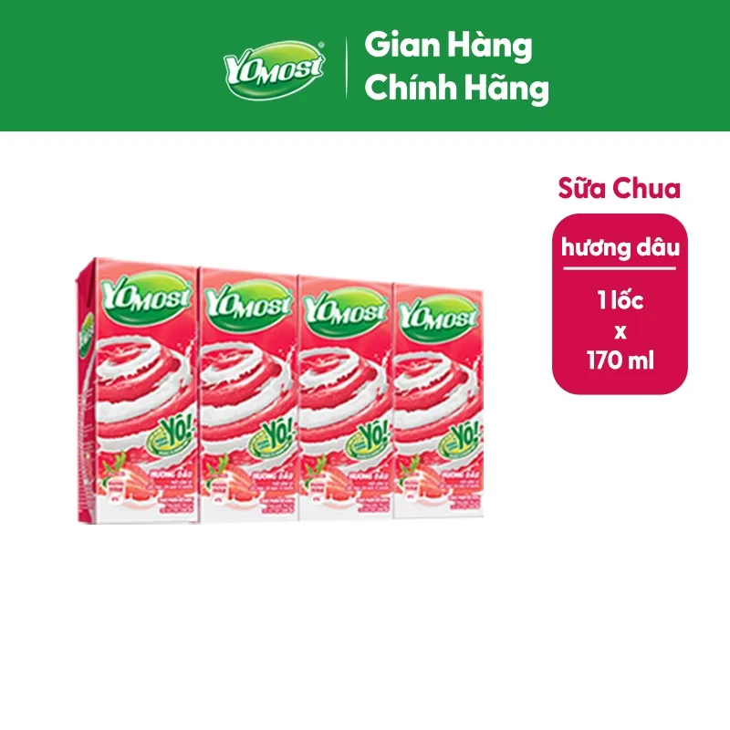 Ảnh Lốc sữa chua lên men tự nhiên Yomost hương dâu 4x170ml 1