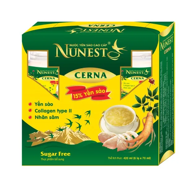 Ảnh Lốc yến sào cao cấp nhân sâm Nunest Cerna (6 lọ x 70ml) 1