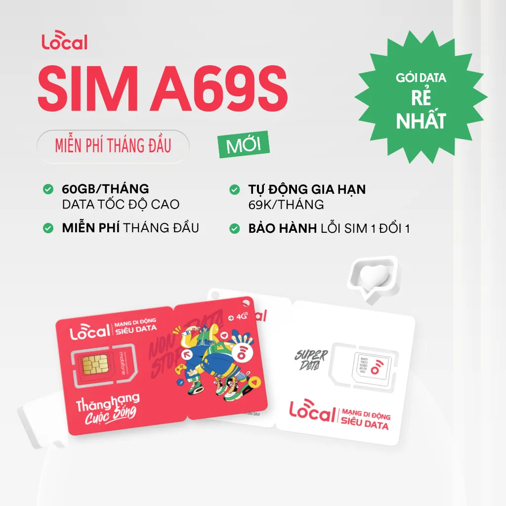 Ảnh Local Mobifone A69S 60GB/ tháng DKCC, Miễn phí tháng đầu sử dụng, sim bán chạy. 1