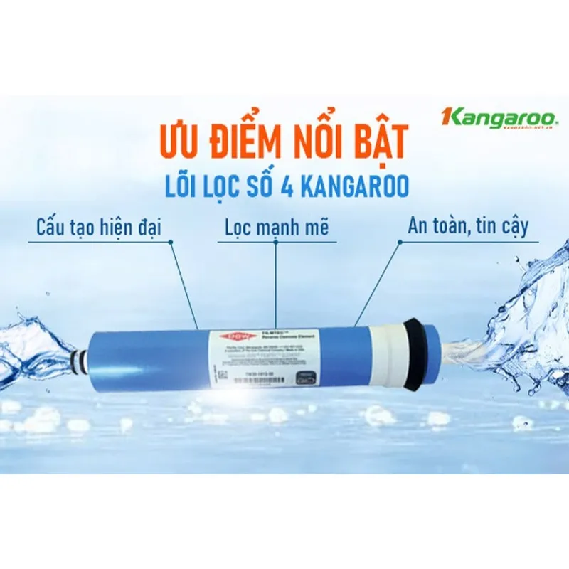 Ảnh Lõi Lọc Nước Kangaroo Số 4 - Màng RO FILMTEC Loại Bỏ Hoàn Toàn Chất Rắn Tuổi Thọ Lên Đến 9000 Lít 3