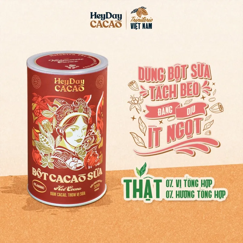 Ảnh Lon 350g - Bột cacao sữa Classic - Đậm cacao, thơm vị sữa – Heyday Cacao 1