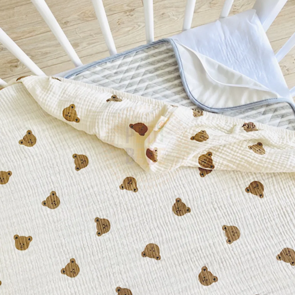 Ảnh Lót chống thấm bảo vệ nệm cũi cho bé PETIT BEBE cotton chun 4 góc tiện lợi 4
