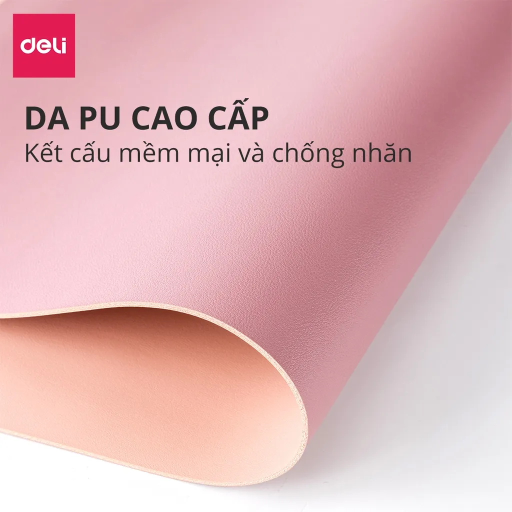 Ảnh Lót Chuột Da DELI 2 Mặt Cỡ Lớn, Bàn Di Chuột Pad Da PU Chống Nước Dày Dặn Siêu Bền Chống Trầy Xước 3