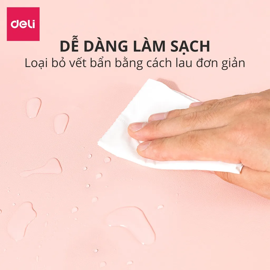 Ảnh Lót Chuột Da DELI 2 Mặt Cỡ Lớn, Bàn Di Chuột Pad Da PU Chống Nước Dày Dặn Siêu Bền Chống Trầy Xước 4