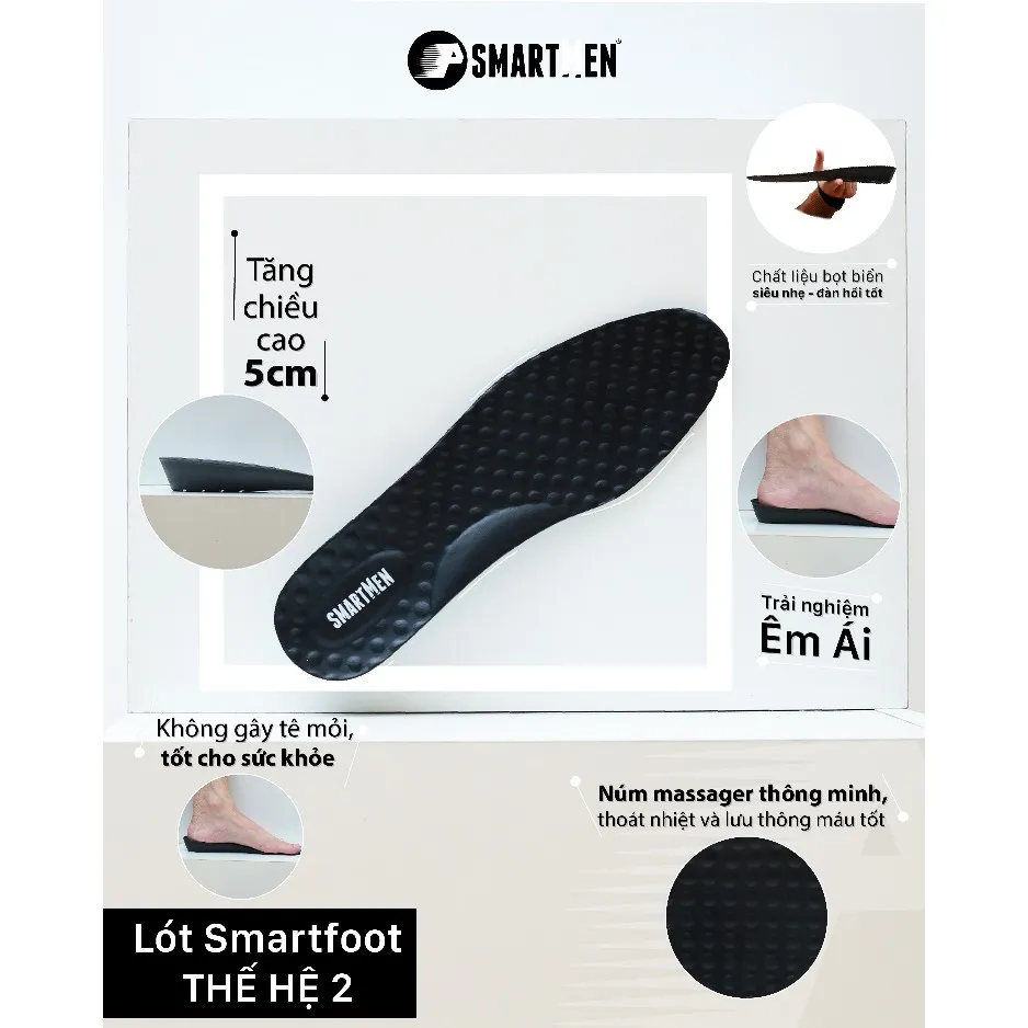 Ảnh Lót giày SMARTMEN SMARTFOOT Thế hệ 2 Hỗ trợ tăng chiều cao (1 đôi) 2