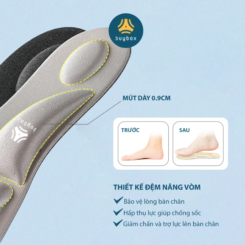 Ảnh Lót giày thể thao 4D có gờ chống sốc giảm mỏi gang bàn chân - buybox - BBPK36 4