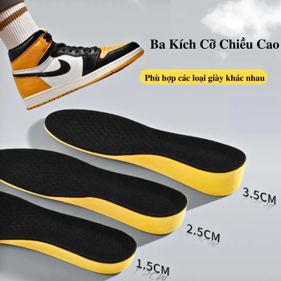 Ảnh Lót Giày Thể Thao Sneaker Độn Đế Tăng Chiều Cao Nam Nữ MINSU M5501 Đệm Nâng Cao Chân Khử Mùi Thoáng Khí Chống Hôi Chân 3