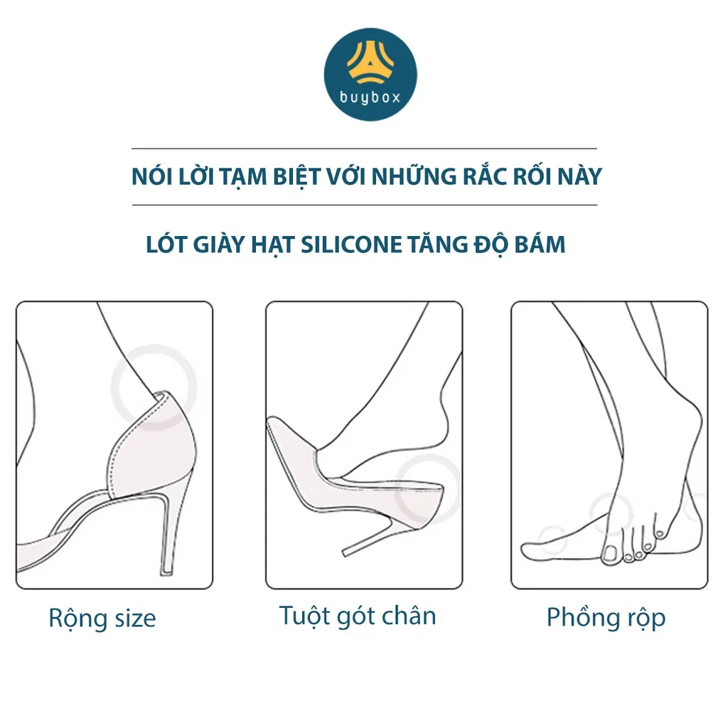 Ảnh Lót gót giày có hạt silicone tăng độ bám, chống trầy, bảo vệ gót sau, giảm size - buybox - BBPK223 2