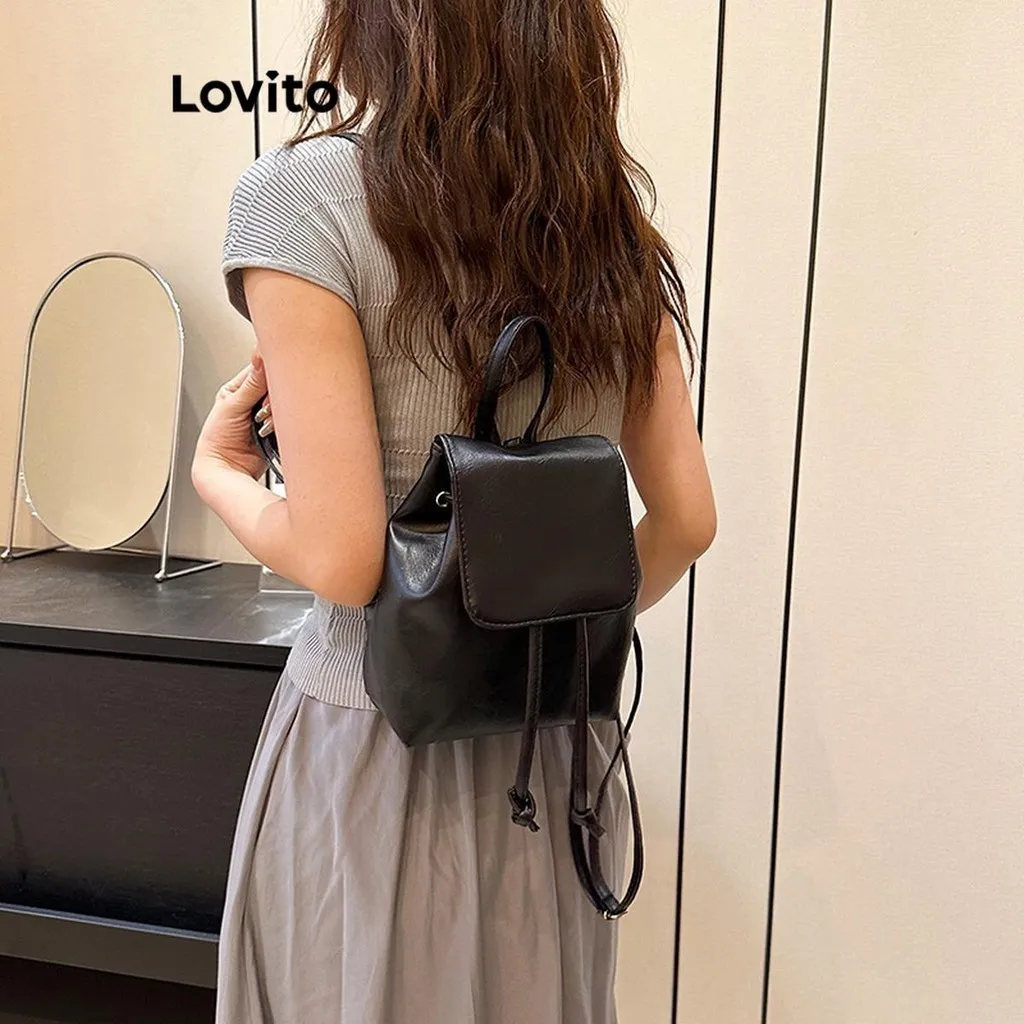 Ảnh Lovito Balo Màu Trơn Đơn Giản Đa Năng Thường Ngày Cho Nữ LFA23192 2