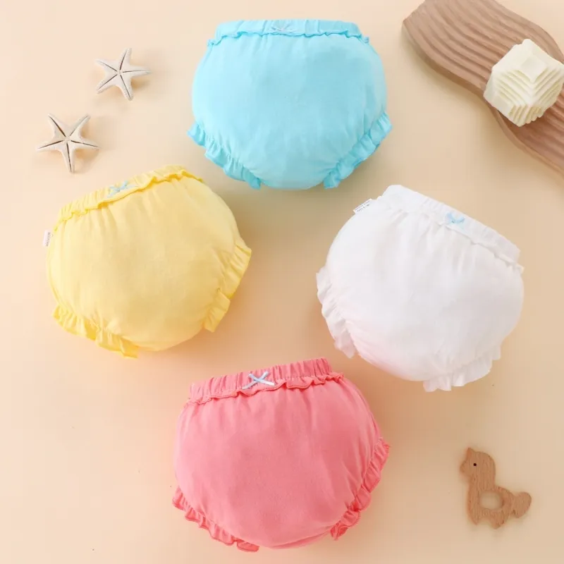 Ảnh Lucky Big Cat -  Màu Trơn In Hình Động Vật Đồ Lót Trẻ Em Bé Trai Bé Gái Sơ Sinh Tã Quần Bánh Mì Dễ Thương Hồng Gấu Trúc Quần Short 0-4Y 1