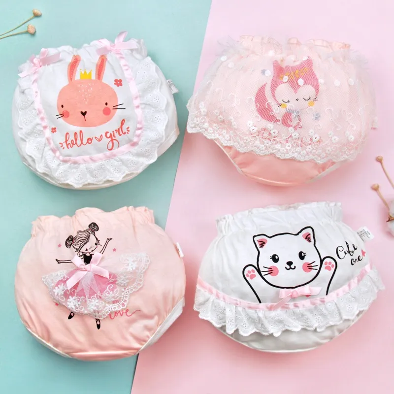 Ảnh Lucky Big Cat®Lolita phong cách bé quần lót bé gái cotton bé quần lót bé gái quần short bé công chúa tam giác mặc bên ngoài 1
