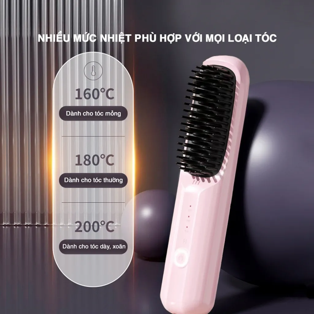 Ảnh Lược Điện Mini Tạo Kiểu Không Dây Vietnamrobovac S7_Răng lược làm bằng gốm Ceramic_Chăm Sóc Tóc Mềm Mượt 4