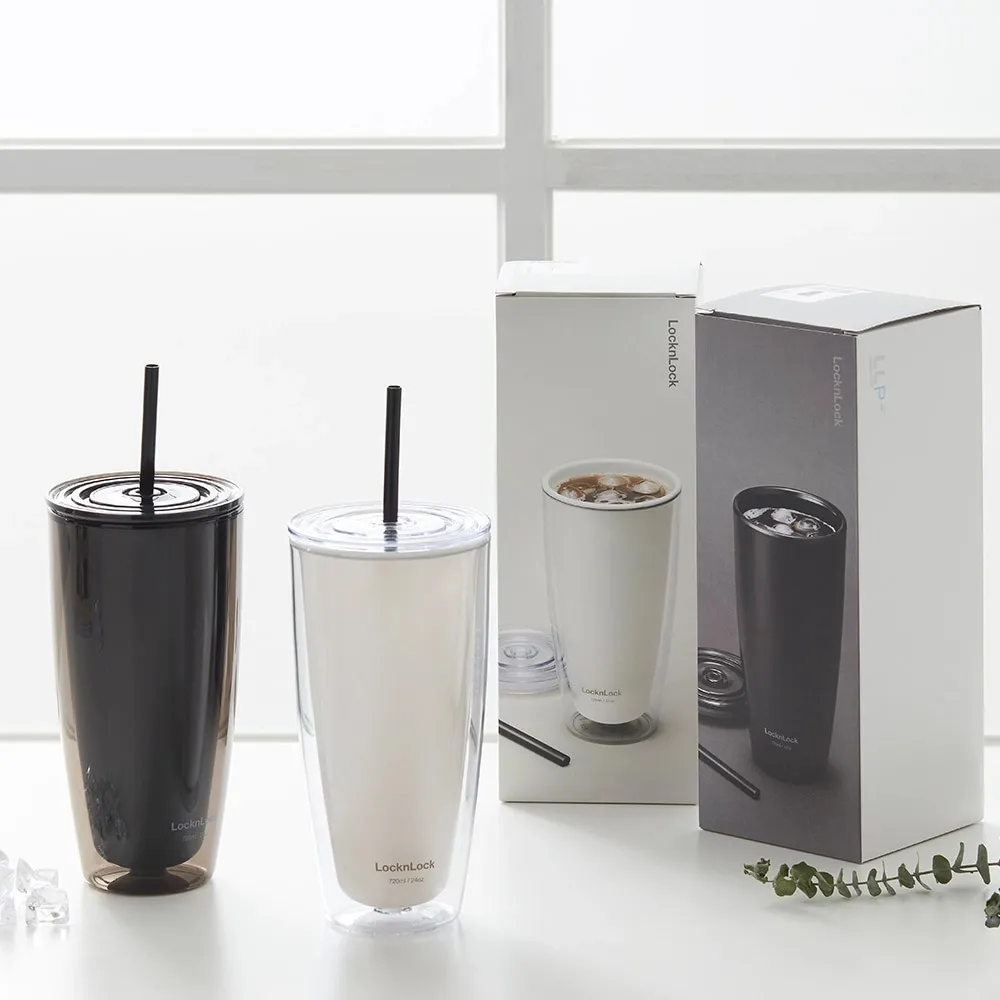 Ảnh Ly nhựa 2 lớp kèm ống hút 600ML 2