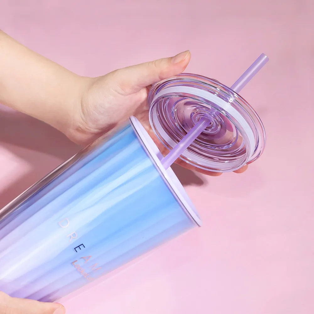 Ảnh Ly nhựa 2 lớp Lock&Lock kèm ống hút Dream star Double wall cold cup 750ml HAP522 1