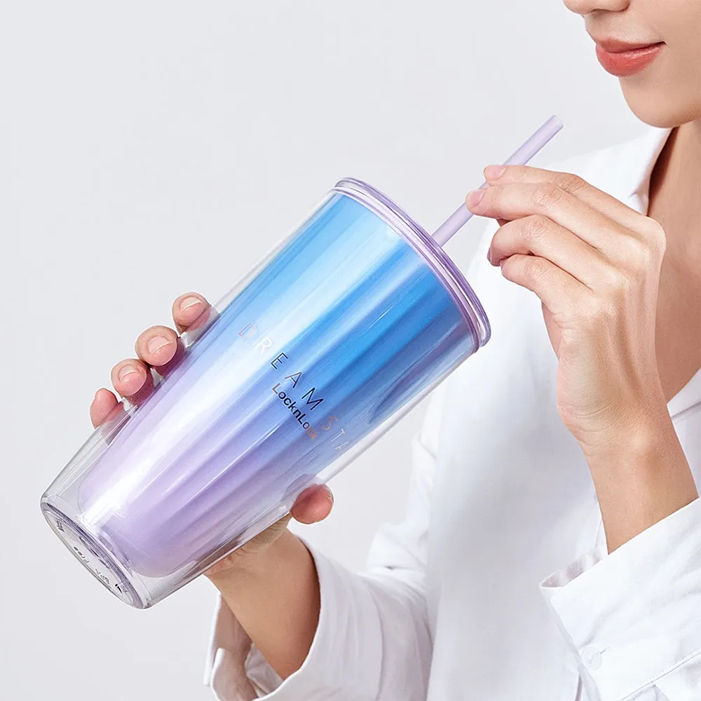 Ảnh Ly nhựa 2 lớp Lock&Lock kèm ống hút Dream star Double wall cold cup 750ml HAP522 2