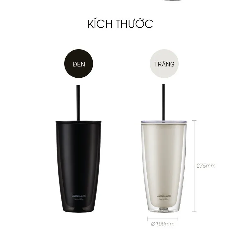 Ảnh Ly nhựa 2 lớp Lock&Lock kèm ống hút 750ml HAP507 4