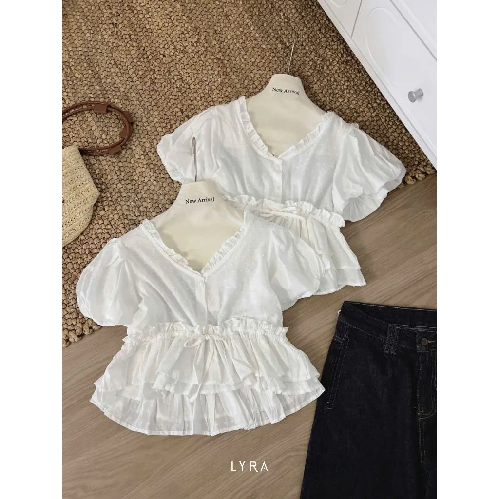 Ảnh LYRA - Áo baby doll tay phồng xòe bèo cổ V tiểu thư - VSYAC0277 2