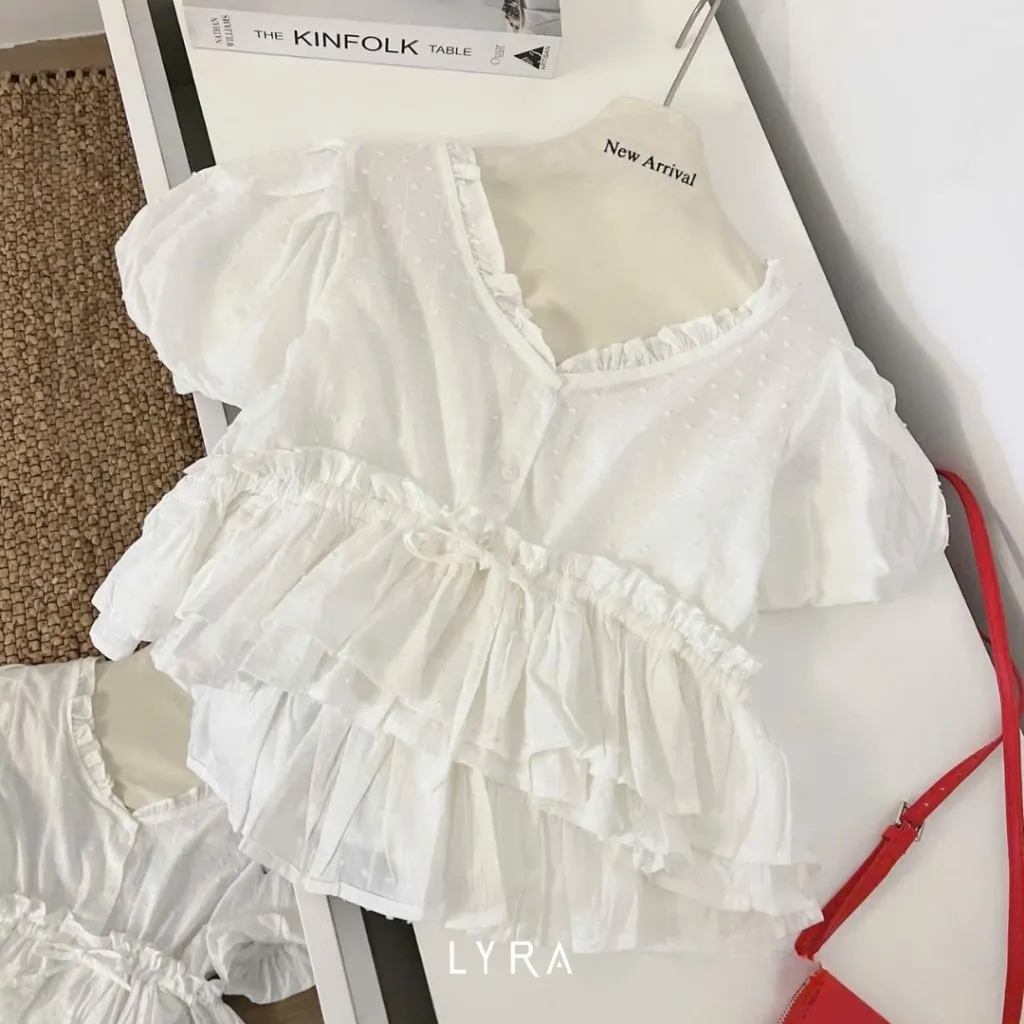 Ảnh LYRA - Áo baby doll tay phồng xòe bèo cổ V tiểu thư - VSYAC0277 3