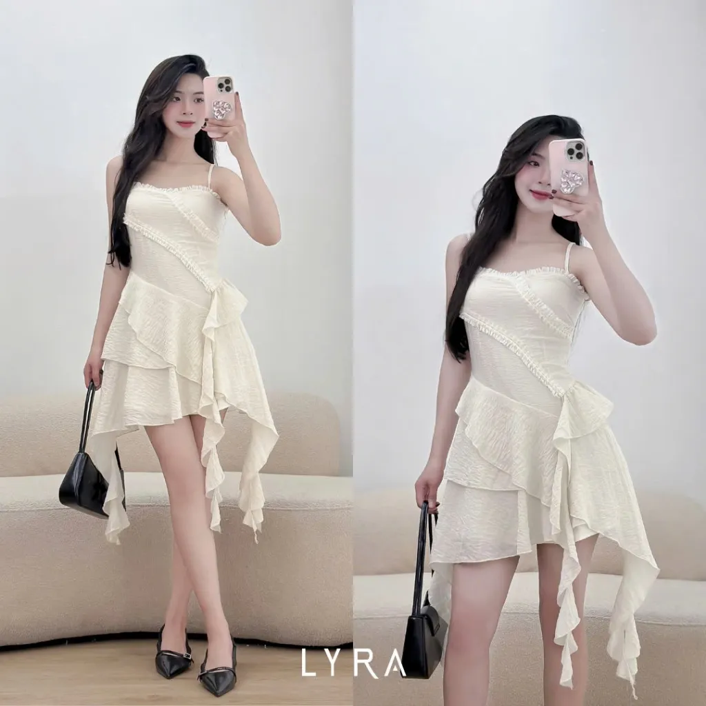 Ảnh LYRA - Váy 2 dây dáng ngắn tầng phối viền rua - CSYVD0142 1