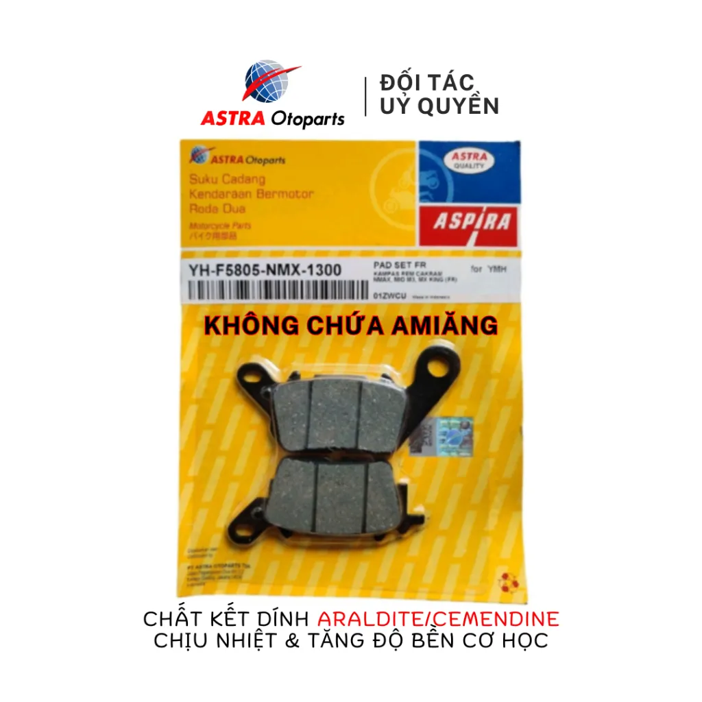 Ảnh Má phanh dầu (bố thắng đĩa) trước ASPIRA cho xe Yamaha Exciter 150 mã YH-F5805-NMX-1300 1